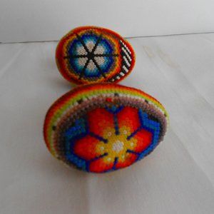 Vtg. Beaded Styrofoam Easter Eggs Lot of 2